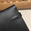 Hermès Kelly Wallet Long Veau Epson 89/Black (Noir) Black Silver Hardware wallet-009 Fully Hand-Stitched