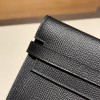 Hermès Kelly Wallet Long Veau Epson 89/Black (Noir) Black Silver Hardware wallet-009 Fully Hand-Stitched