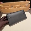 Hermès Kelly Wallet Long Veau Epson 89/Black (Noir) Black Gold Hardware wallet-010 Fully Hand-Stitched