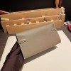 Hermès Kelly Wallet Long Veau Epson 18/Étoupe Grey (Étoupe) Etoupe Silver Hardware wallet-011 Fully Hand-Stitched