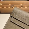 Hermès Kelly Wallet Long Veau Epson 18/Étoupe Grey (Étoupe) Etoupe Silver Hardware wallet-011 Fully Hand-Stitched