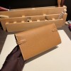 Hermès Kelly Wallet Long Veau Epson 37/Gold Gold Silver Hardware wallet-012 Fully Hand-Stitched