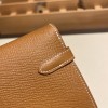 Hermès Kelly Wallet Long Veau Epson 37/Gold Gold Silver Hardware wallet-012 Fully Hand-Stitched