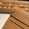 Hermès Kelly Wallet Long Veau Epson 37/Gold Gold Silver Hardware wallet-012 Fully Hand-Stitched