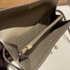 Hermès Kelly Wallet Long Veau Epson 18/Étoupe Grey Etoupe Gold Hardware wallet-013 Fully Hand-Stitched