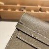 Hermès Kelly Wallet Long Veau Epson 18/Étoupe Grey Etoupe Gold Hardware wallet-013 Fully Hand-Stitched