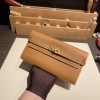 Hermès Kelly Wallet Long Veau Epson 37/Gold Gold Gold Hardware wallet-014 Fully Hand-Stitched