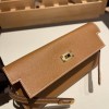 Hermès Kelly Wallet Long Veau Epson 37/Gold Gold Gold Hardware wallet-014 Fully Hand-Stitched
