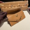 Hermès Kelly Wallet Long Veau Epson 37/Gold Gold Gold Hardware wallet-014 Fully Hand-Stitched