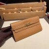 Hermès Kelly Wallet Long Veau Epson 37/Gold Gold Gold Hardware wallet-014 Fully Hand-Stitched