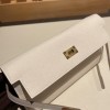 Hermès Kelly Wallet Long Veau Epson 10/Craie Craie Gold Hardware wallet-015 Fully Hand-Stitched