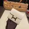 Hermès Constance Long Veau Epson 10/Craie Craie Gold Hardware wallet-017 Fully Hand-Stitched