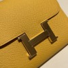 Hermès Constance Long Veau Epson 9D/Jaune Ambre Jaune Ambre Gold Hardware wallet-018 Fully Hand-Stitched