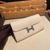 Hermès Constance Long Veau Epson 10/Craie Craie Silver Hardware wallet-019 Fully Hand-Stitched