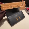 Hermès Constance Long Veau Epson 89/Black (Noir) Black Gold Hardware wallet-020 Fully Hand-Stitched