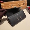 Hermès Constance Long Veau Epson 89/Black (Noir) Black Silver Hardware wallet-021 Fully Hand-Stitched