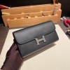 Hermès Constance Long Veau Epson 89/Black (Noir) Black Silver Hardware wallet-021 Fully Hand-Stitched