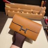 Hermès Constance Long Veau Epson 37/Gold Gold Silver Hardware wallet-025 Fully Hand-Stitched