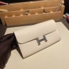 Hermès Constance Long Veau Epson 10/Craie Craie Silver Hardware wallet-026 Fully Hand-Stitched