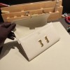 Hermès Constance Long Veau Epson 10/Craie Craie Gold Hardware wallet-027 Fully Hand-Stitched