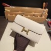 Hermès Constance Long Veau Epson 10/Craie Craie Gold Hardware wallet-027 Fully Hand-Stitched
