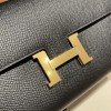 Hermès Constance Long Veau Epson 89/Black Black Gold Hardware wallet-028 Fully Hand-Stitched