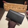 Hermès Constance Long Veau Epson 89/Black Black Silver Hardware wallet-029 Fully Hand-Stitched