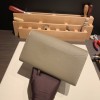 Hermès Constance Long Veau Epson 18/Étoupe Grey Etoupe Silver Hardware wallet-030 Fully Hand-Stitched