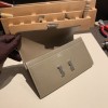 Hermès Constance Long Veau Epson 18/Étoupe Grey Etoupe Silver Hardware wallet-030 Fully Hand-Stitched