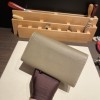 Hermès Constance Long Veau Epson 18/Étoupe Grey Etoupe Gold Hardware wallet-031 Fully Hand-Stitched