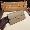 Hermès Constance Long Veau Epson 18/Étoupe Grey Etoupe Gold Hardware wallet-031 Fully Hand-Stitched